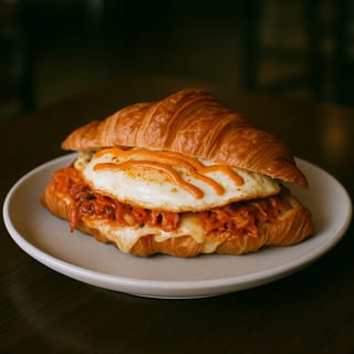 Kimchi, Mozzarella & Fried Egg Croissant